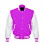 New DC Letterman Baseball Collage Purple wool White leather  sleeves varsity jacket size XS