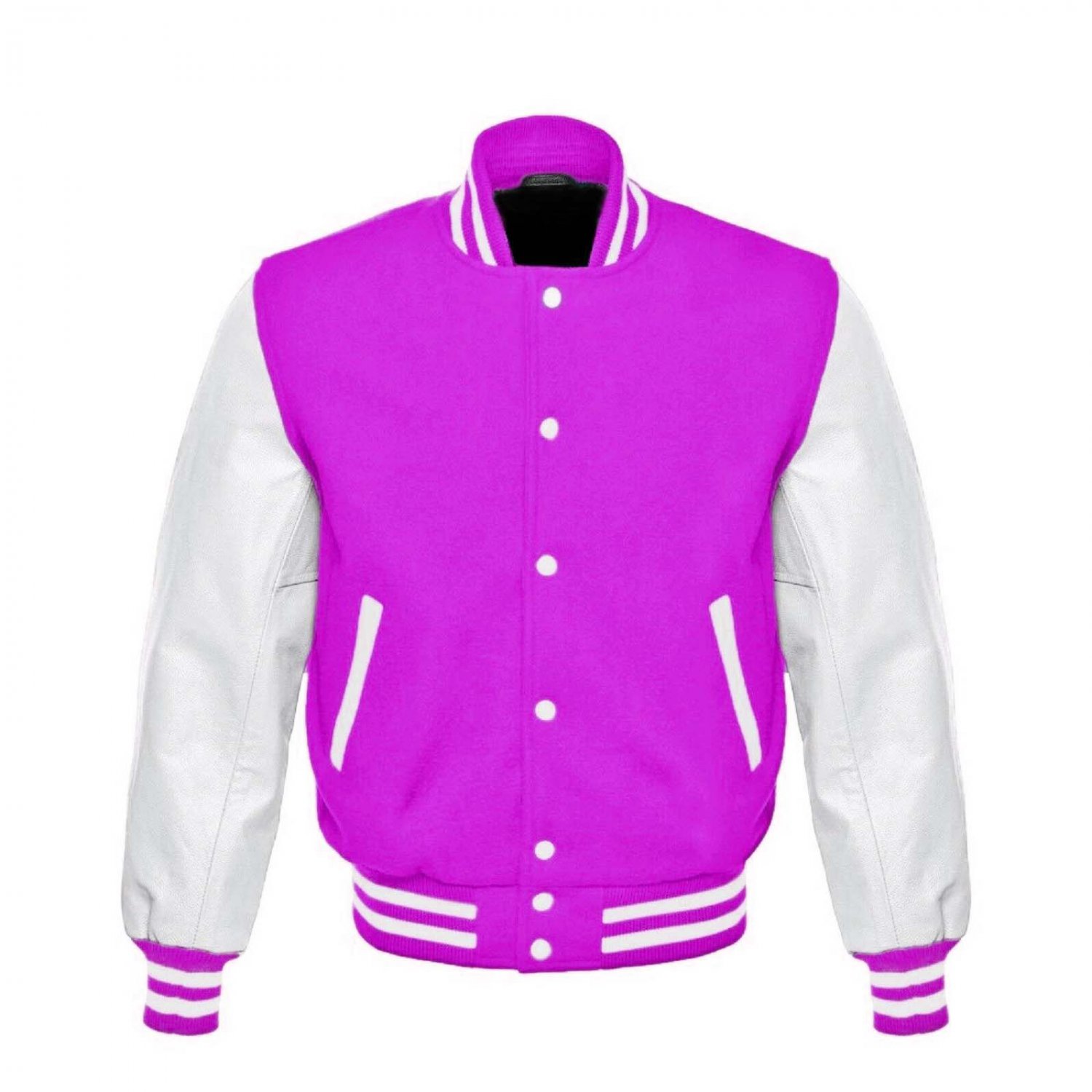 New DC Letterman Baseball Collage Purple wool White leather  sleeves varsity jacket size 2XL