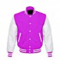 New DC Letterman Baseball Collage Purple wool White leather  sleeves varsity jacket size 3XL