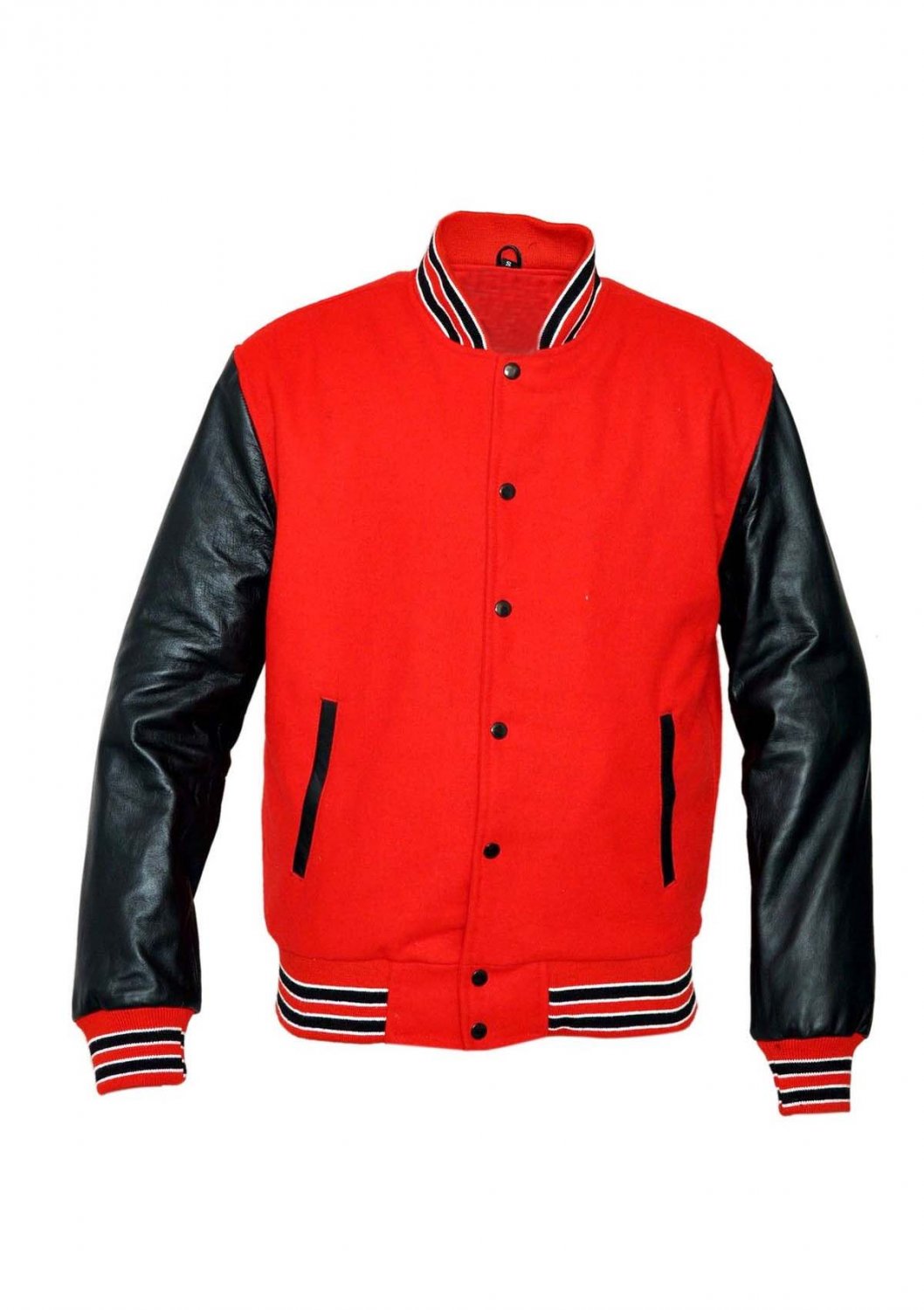 New DC Letterman Baseball Collage Red wool Black leather sleeves varsity jacket size 5XL