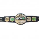 GCW WORLD CHAMPION WRESTLING CHAMPIONSHIP BELT BLACK LEATHER STRAP