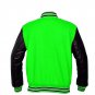 New DC Letterman Baseball Collage Green wool Black leather sleeves varsity jacket size XS