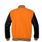 New DC Letterman Baseball Collage Orange wool Black leather sleeves varsity jacket size S