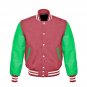 New DC Letterman Baseball Collage Brown wool Green leather sleeves varsity jacket size XS