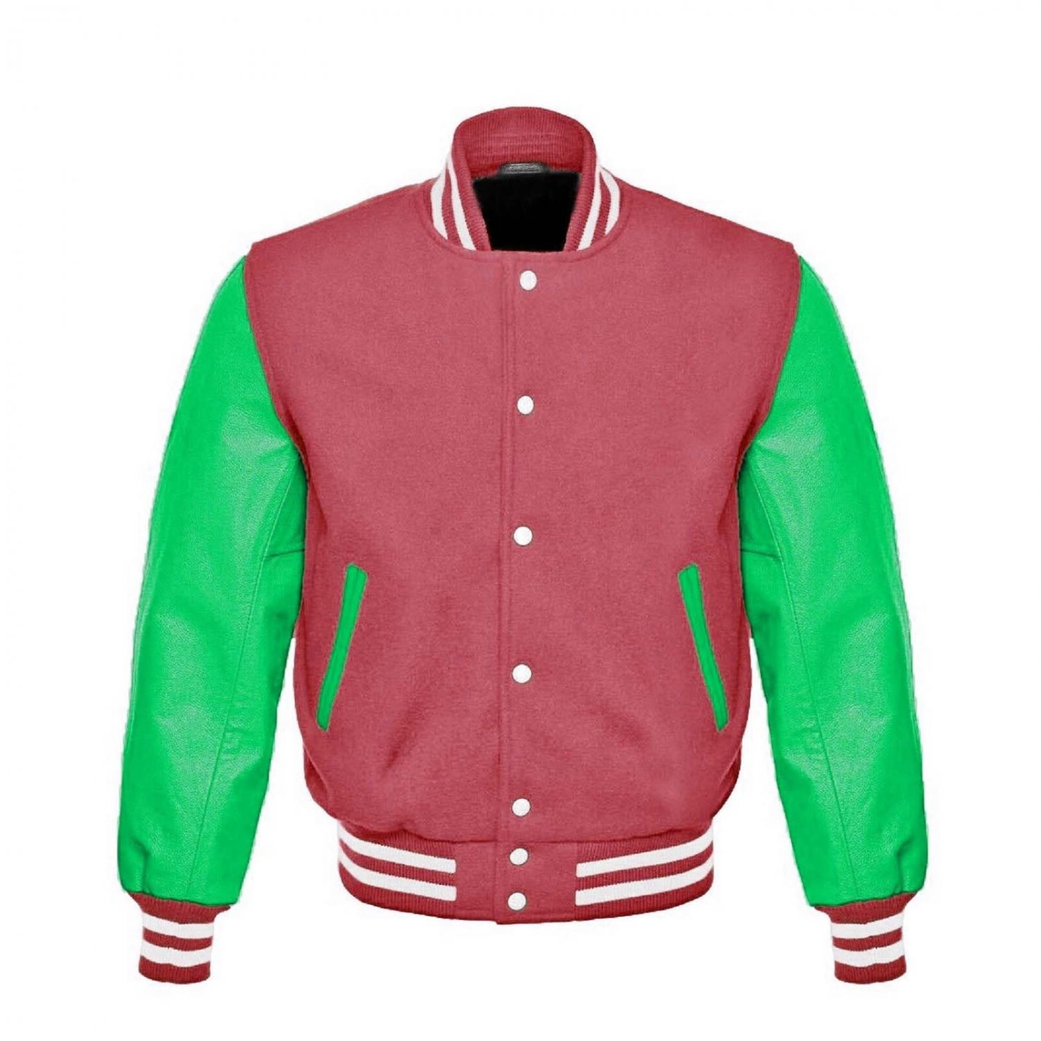 New DC Letterman Baseball Collage Brown wool Green leather sleeves varsity jacket size M