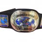 BLOCK LOGO SCRACTCH LOGO IC OVAL INTERCONTINENTAL WRESTLING CHAMPIONSHIP BELT BLACK LEATHER STRAP