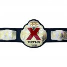 NWA TNA X TITLE WRESTLING CHAMPIONSHIP BELT ADULT SIZE BLACK LEATHER STRAP
