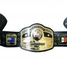 NWA DOMED GLOBE WORLDS HEAVYWEIGHT USA WRESTLING CHAMPIONSHIP BELT ADULT SIZE BLACK LEATHER STRAP