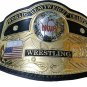 NWA DOMED GLOBE WORLDS HEAVYWEIGHT USA WRESTLING CHAMPIONSHIP BELT ADULT SIZE BLACK LEATHER STRAP