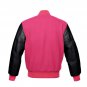 New DC Letterman Baseball Collage Pink wool Black leather sleeves varsity jacket size XS