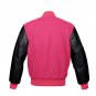New DC Letterman Baseball Collage Pink wool Black leather sleeves varsity jacket size 4XL