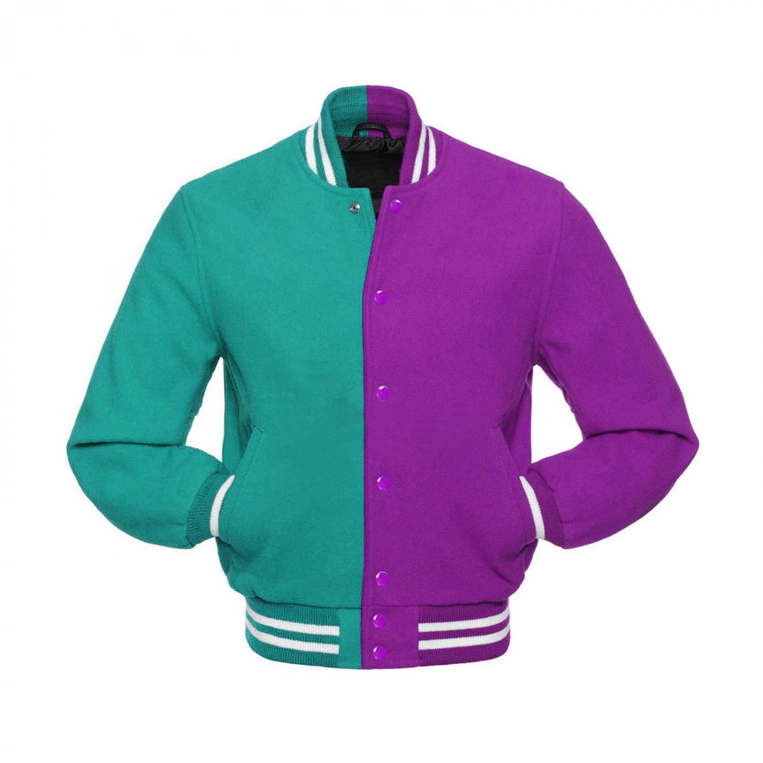New DC Letterman Baseball Collage Purple And Lime Blue wool varsity jacket size 3XL