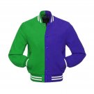 New DC Letterman Baseball Collage Green And Blue wool varsity jacket size XS