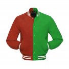 New DC Letterman Baseball Collage Green And Red wool varsity jacket size 2XL