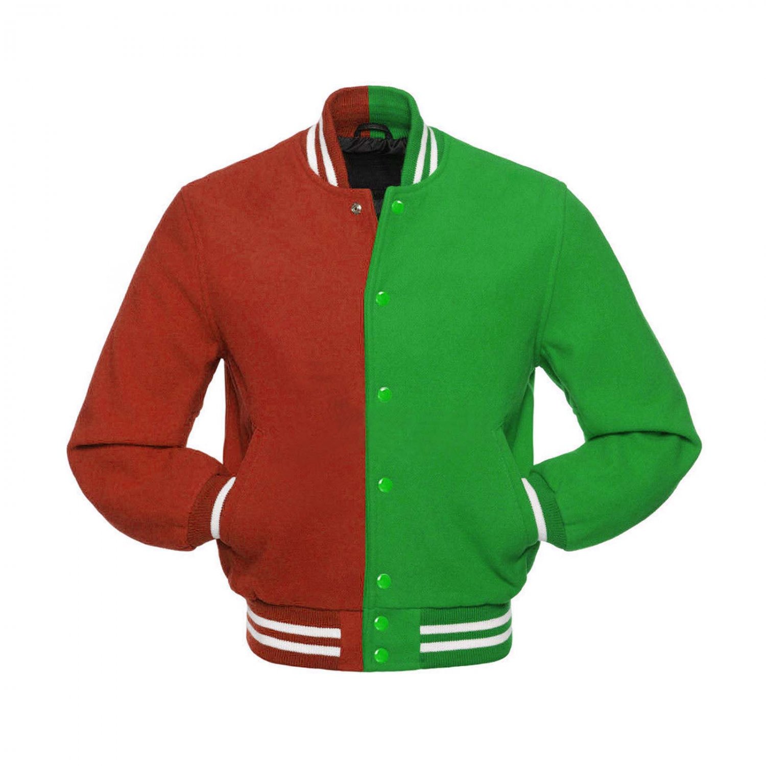 New DC Letterman Baseball Collage Green And Red wool varsity jacket size 5XL