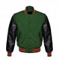 New DC Letterman Baseball Collage Green wool Black leather sleeves varsity jacket size XS