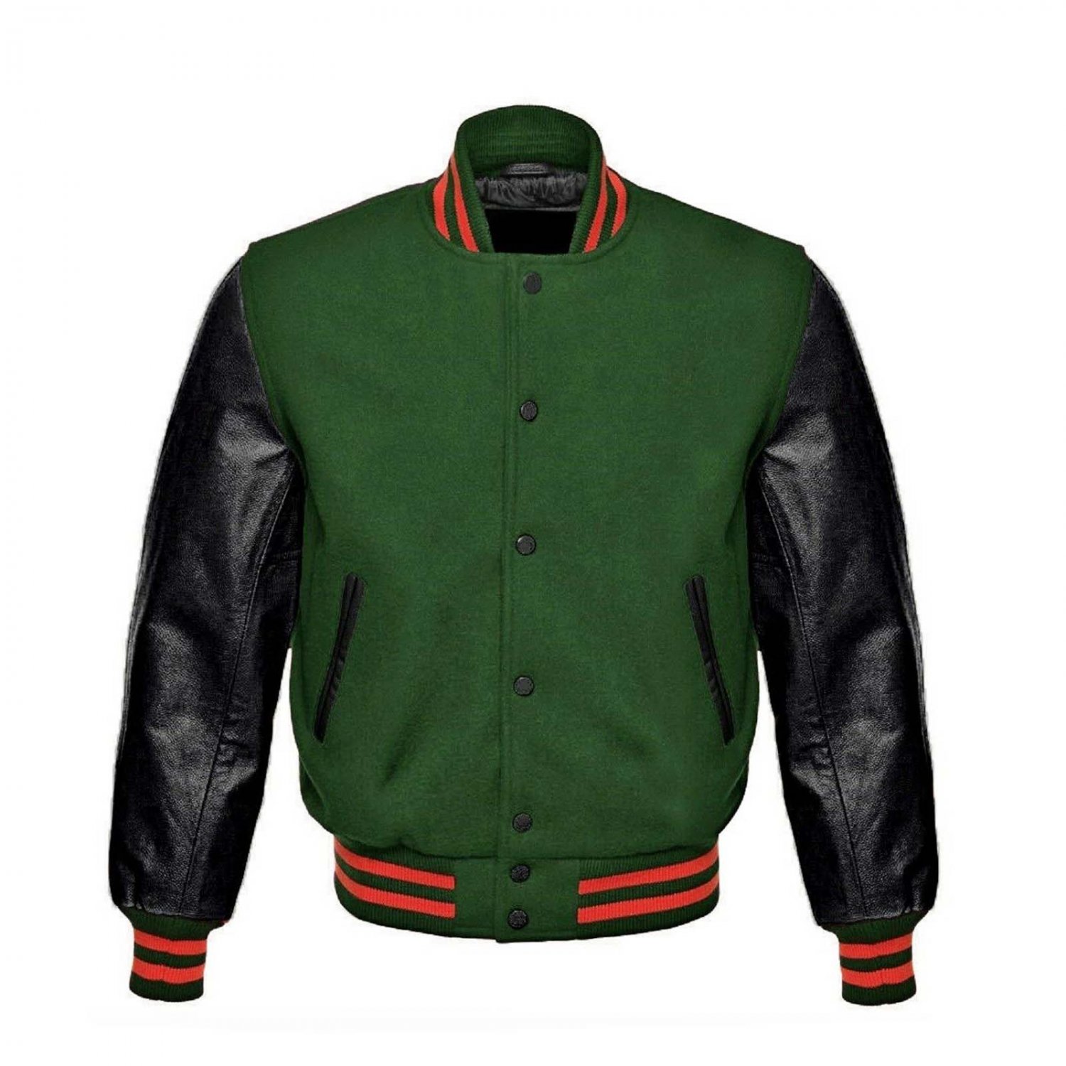 New DC Letterman Baseball Collage Green wool Black leather sleeves varsity jacket size 3XL