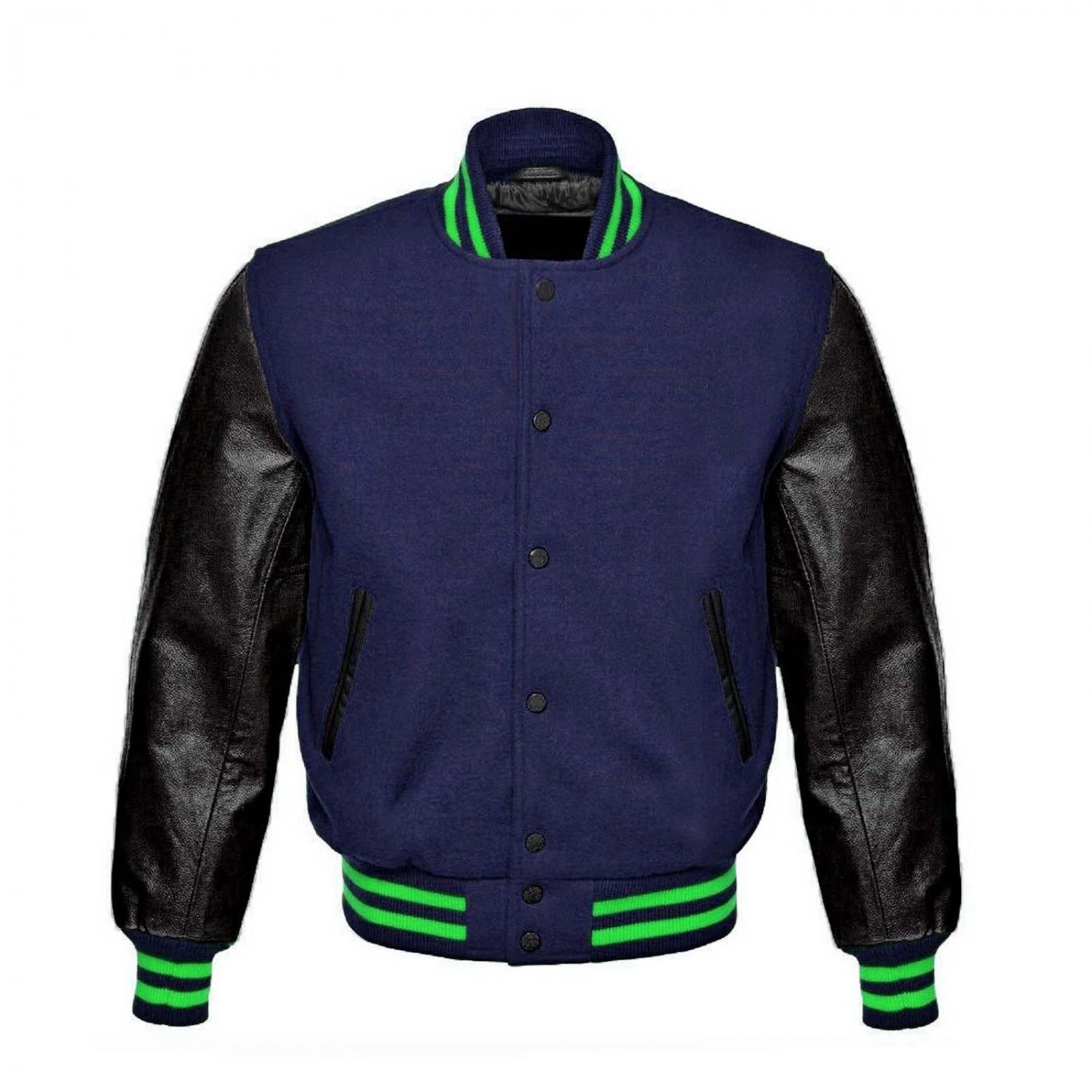 New DC Letterman Baseball Collage Navy Blue wool Black leather sleeves ...
