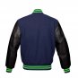 New DC Letterman Baseball Collage Navy Blue wool Black leather sleeves varsity jacket size 4XL