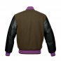 New DC Letterman Baseball Collage Brown wool Black leather sleeves varsity jacket size XS