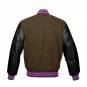 New DC Letterman Baseball Collage Brown wool Black leather sleeves varsity jacket size S