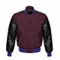 New DC Letterman Baseball Collage Maroon wool Black leather sleeves varsity jacket size 3XL