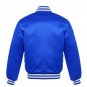 New Satin Baseball Collage Blue varsity Bomber jacket White Trim size 5XL