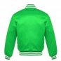 New Satin Baseball Collage Green varsity Bomber jacket White Trim size L