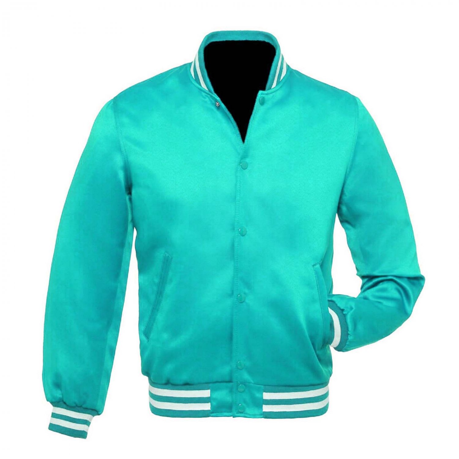 New Satin Baseball Collage Lime Blue varsity Bomber jacket White Trim size 4XL