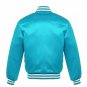 New Satin Baseball Collage Lime Blue varsity Bomber jacket White Trim size 4XL