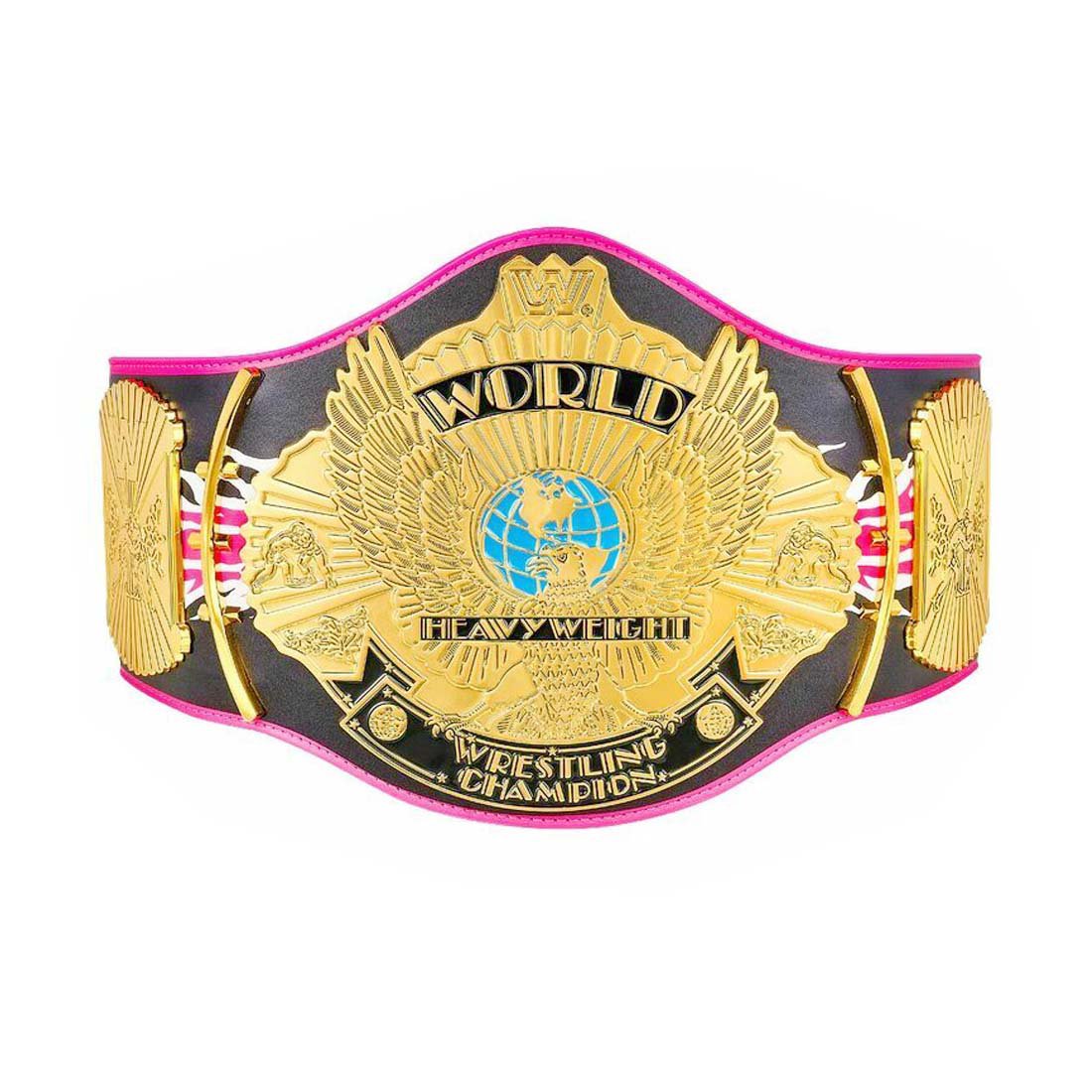 BRET HART SIGNATURE SERIES WINGED EAGLE WRESTLING CHAMPIONSHIP BELT BLACK LEATHER STRAP ADULT SIZE