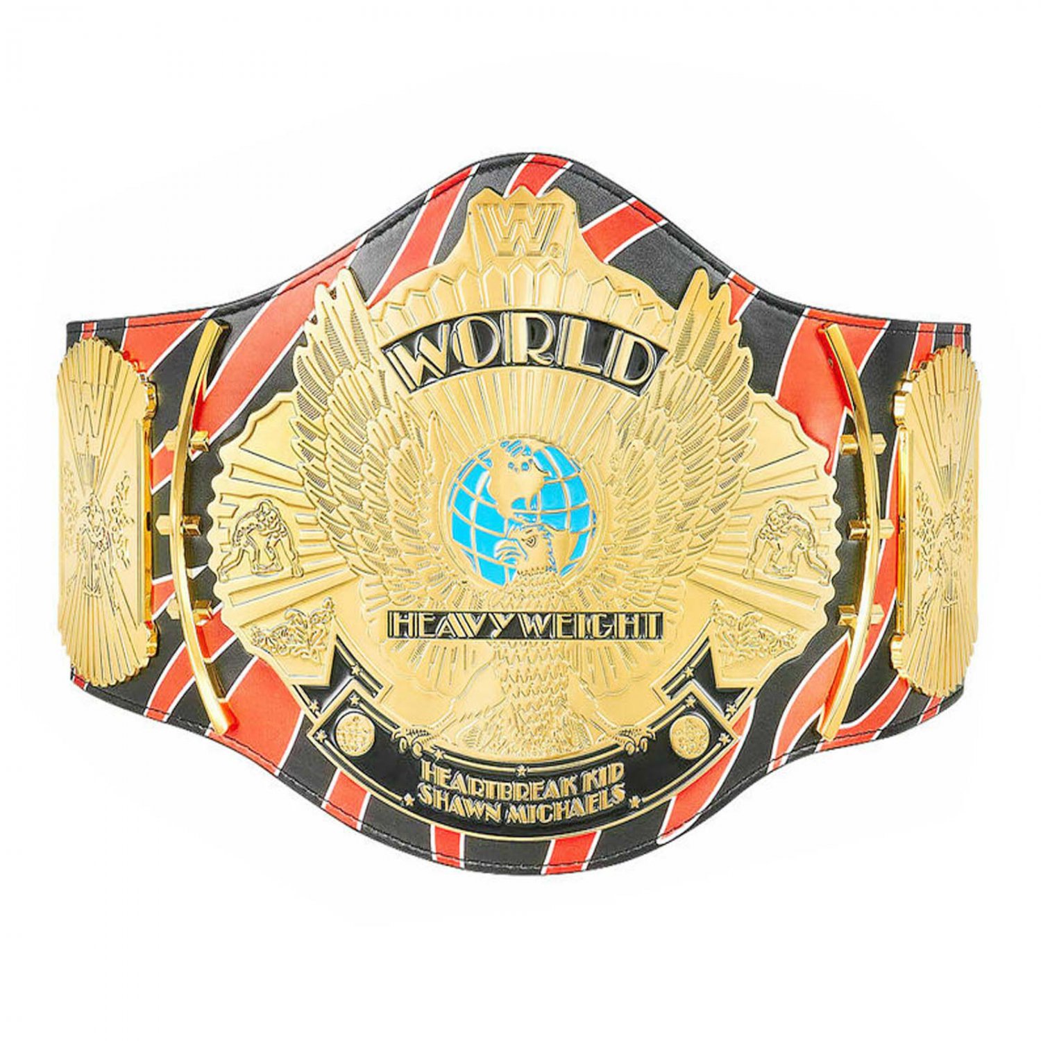 SHAWN MICHAEL SIGNATURE SERIES WINGED EAGLE WRESTLING CHAMPIONSHIP BELT BLACK LEATHER STRAP