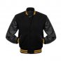New DC Letterman Baseball Collage Black wool Black leather sleeves varsity jacket size XS