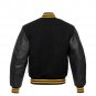 New DC Letterman Baseball Collage Black wool Black leather sleeves varsity jacket size L