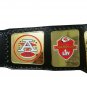 KC KANSAS CITY CHIEFS WRESTLING CHAMPIONSHIP BELT BLACK LEATHER STRAP ADULT SIZE