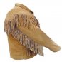 WESTERN COW BOY JACKET TAN BROWN SUEDE LEATHER MEN WITH BEAUTIFUL FRINGE SIZE XS