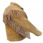WESTERN COW BOY JACKET TAN BROWN SUEDE LEATHER MEN WITH BEAUTIFUL FRINGE SIZE 4XL