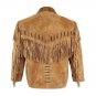 WESTERN COW BOY JACKET TAN BROWN SUEDE LEATHER MEN WITH BEAUTIFUL FRINGE ART NO 3578 SIZE L