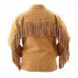 WESTERN COW BOY JACKET TAN BROWN SUEDE LEATHER MEN WITH BEAUTIFUL FRINGE ART NO 7594 SIZE XXS