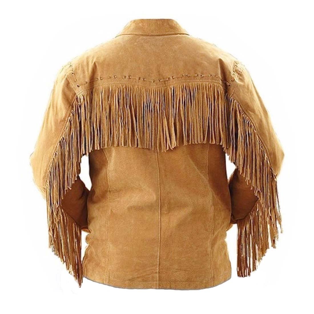 WESTERN COW BOY JACKET TAN BROWN SUEDE LEATHER MEN WITH BEAUTIFUL ...