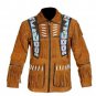 WESTERN COW BOY JACKET TAN BROWN SUEDE LEATHER MEN WITH BEAUTIFUL FRINGE ARTICLE 4830 SIZE 6XL