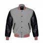 New DC Letterman Baseball Grey wool Black leather  sleeves varsity jacket size M