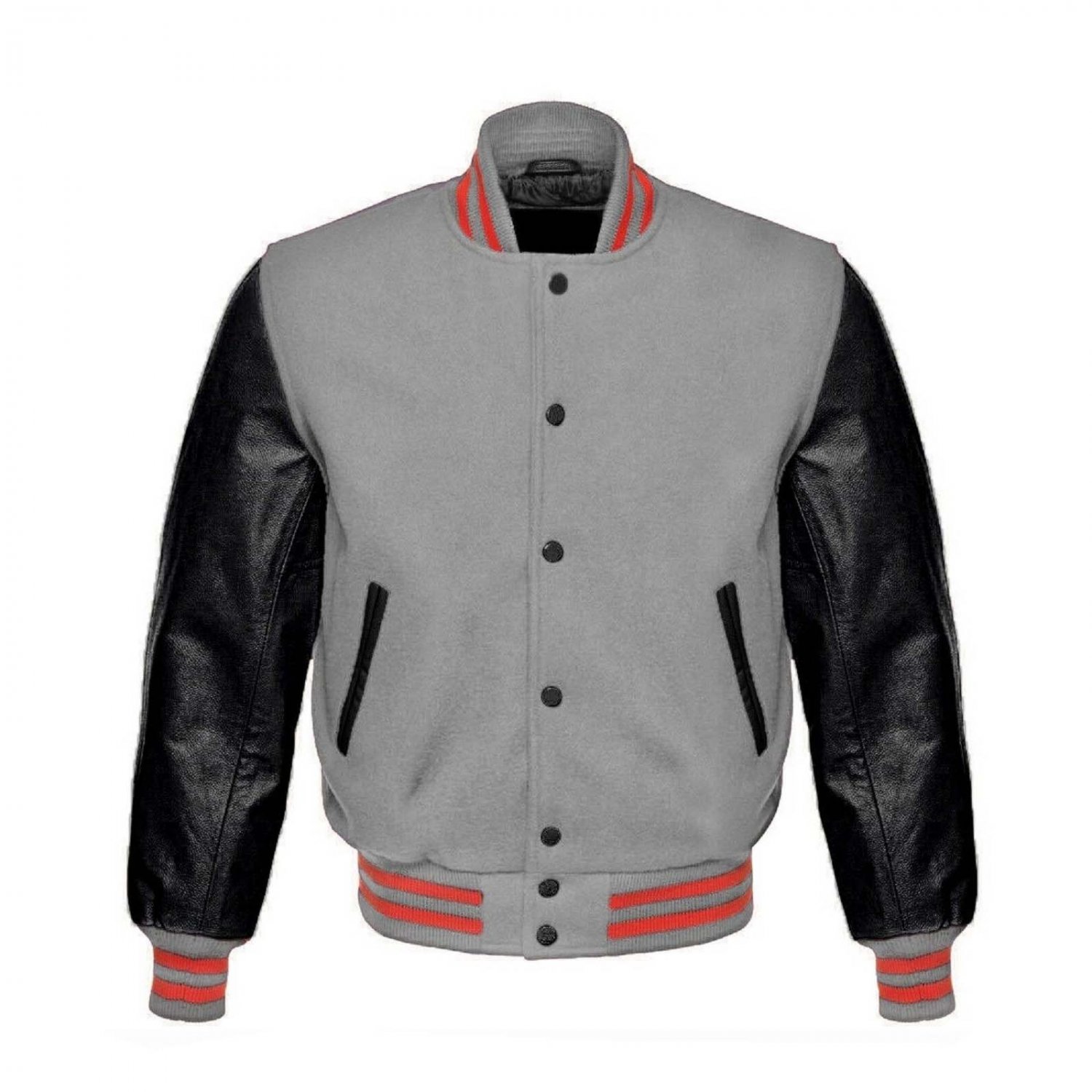 New DC Letterman Baseball Grey wool Black leather  sleeves varsity jacket size XL