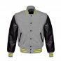 New DC Letterman Baseball Grey wool Black leather  sleeves varsity jacket size M