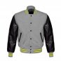 New DC Letterman Baseball Grey wool Black leather  sleeves varsity jacket size L