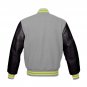 New DC Letterman Baseball Grey wool Black leather  sleeves varsity jacket size 5XL
