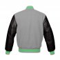 New DC Letterman Baseball Grey wool Black leather  sleeves varsity jacket size 4XL