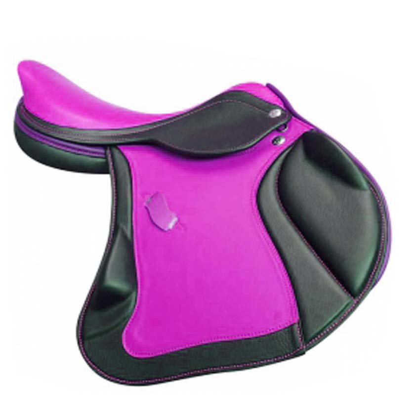 HORSE RIDDING SADDLE PREMIUM QUALITY BLACK AND PURPLE COLOR SIZE 15