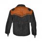 WESTERN COW BOY JACKET BLACK SUEDE LEATHER MEN WITH BEAUTIFUL FRINGE ARTICLE 4830 SIZE XXS