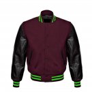 New DC Letterman Baseball Maroon wool Black leather  sleeves varsity jacket size S